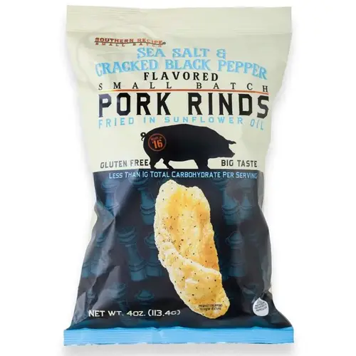 Snack Pork Rind Sea Salt and Cracked Pepper 4 oz Bagged Snack Pork Rind Sea Salt and Cracked Pepper 4 oz Bagged