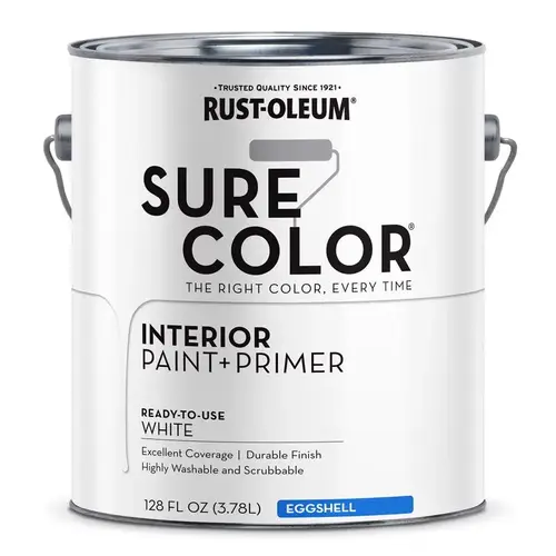 Sure Color Series Wall Paint, Eggshell, White, 1 gal Can - pack of 2 Sure Color Series Wall Paint, Eggshell, White, 1 gal Can - pack of 2