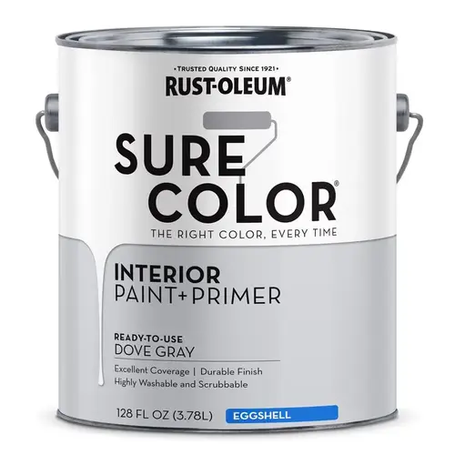 Sure Color Series Wall Paint, Eggshell, Dove Gray, 1 gal Can Sure Color Series Wall Paint, Eggshell, Dove Gray, 1 gal Can