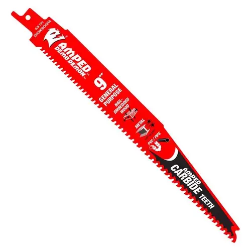 Reciprocating Saw Blade Demon Amped 9" Carbide 6/9 TPI Red Reciprocating Saw Blade Demon Amped 9" Carbide 6/9 TPI Red