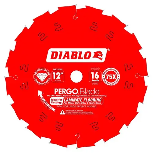 Circular Saw Blade, 12 in Dia, 1 in Arbor, 16-Teeth, Polycrystalline Diamond Cutting Edge Circular Saw Blade, 12 in Dia, 1 in Arbor, 16-Teeth, Polycrystalline Diamond Cutting Edge
