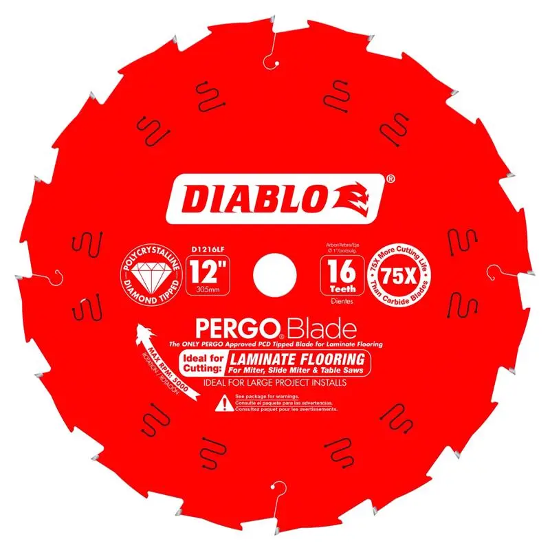 Diablo Circular Saw Blade 12 in Dia 1 in Arbor 16-Teeth Polycrystalline Diamond Cutting Edge D1216LF