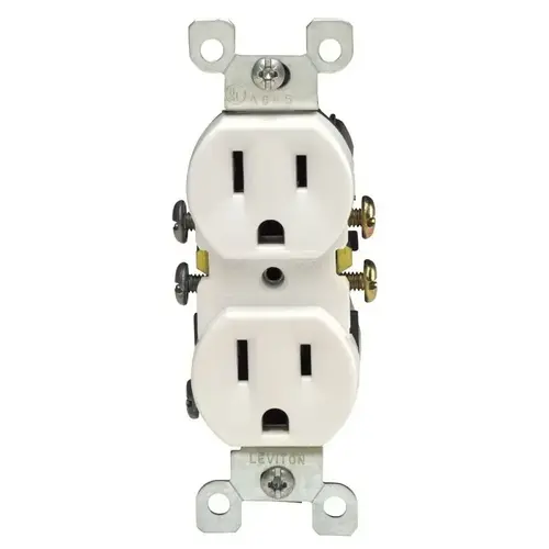 15 Amp Residential Grade Grounding Duplex Outlet, White - pack of 10