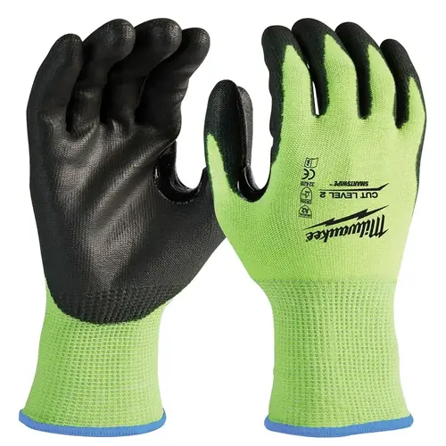 Medium High-Visibility Cut 2 Resistant Polyurethane Dipped Work Gloves Hi-Vis Yellow Medium High-Visibility Cut 2 Resistant Polyurethane Dipped Work Gloves Hi-Vis Yellow