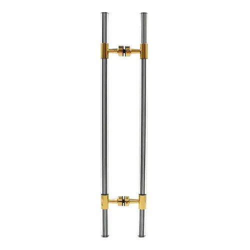 Polished Brass 27" Overall Length Glass Mounted Ladder Style Pull Handle with Acrylic Full Inserts