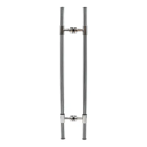 Polished Stainless 27" Overall Length Glass Mounted Ladder Style Pull Handle with Acrylic Full Inserts Polished Stainless 27" Overall Length Glass Mounted Ladder Style Pull Handle with Acrylic Full Inserts