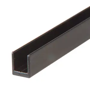 Brixwell D631BL-CCP95 Black 1/4" Single Aluminum U-Channel  95" Stock Length