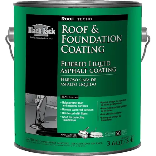 Black Jack Foundation & Roof Coating - Fibered Liquid Asphalt Coating - 1 Gal - pack of 6 Black Jack Foundation & Roof Coating - Fibered Liquid Asphalt Coating - 1 Gal - pack of 6