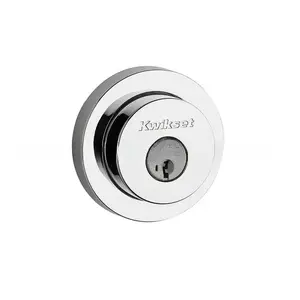 Kwikset 159RDT-26S Milan Round Double Cylinder Deadbolt SmartKey with RCAL Latch and RCS Strike KA3 Bright Chrome Finish