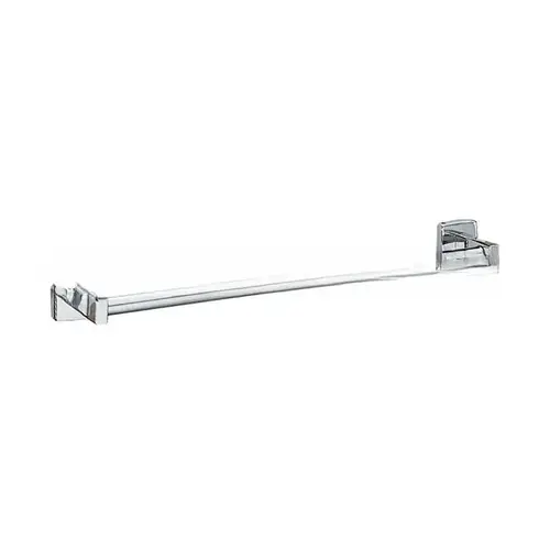 24" Surface Mounted Square Rose Round Towel Bar Bright Stainless Steel Finish