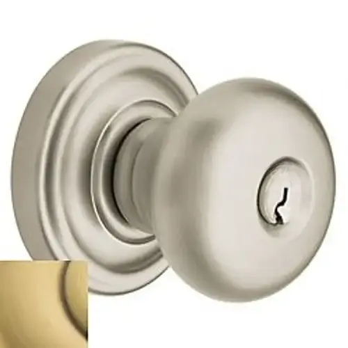5205 Classic Knob Emergency Egress Keyed Entry Satin Brass With Brown Finish 5205 Classic Knob Emergency Egress Keyed Entry Satin Brass With Brown Finish