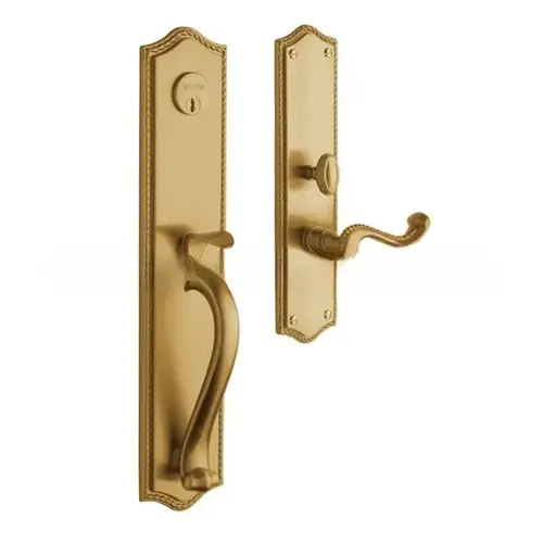 Bristol Right Hand Double Cylinder Entry Mortise Lock Trim Vintage Brass Finish Bristol Right Hand Double Cylinder Entry Mortise Lock Trim Vintage Brass Finish