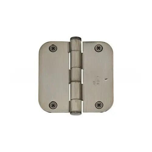 3-1/2" X 3-1/2" 5/8" Radius Heavy Duty Steel Hinge Antique Nickel Finish Pair 3-1/2" X 3-1/2" 5/8" Radius Heavy Duty Steel Hinge Antique Nickel Finish Pair