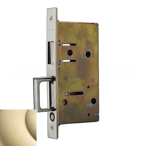 Pocket Door Strike with Pull for Dummy Side of Double Door Lifetime Brass Finish Pocket Door Strike with Pull for Dummy Side of Double Door Lifetime Brass Finish