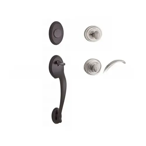 Full Dummy Columbus Handleset Right Hand Curve Lever and Traditional Round Rose Venetian Bronze Finish Full Dummy Columbus Handleset Right Hand Curve Lever and Traditional Round Rose Venetian Bronze Finish