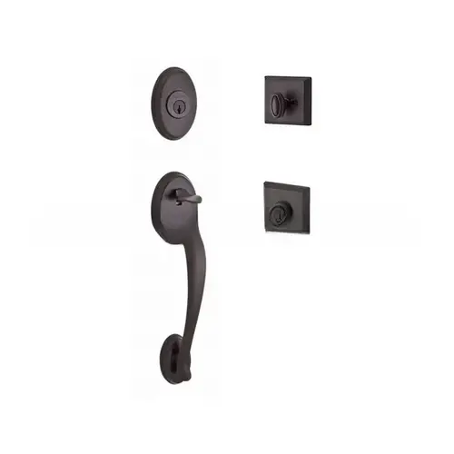 Single Cylinder Columbus Handleset Right Hand Curve Lever and Traditional Square Rose with 6AL Latch and Dual Strike Venetian Bronze Finish Single Cylinder Columbus Handleset Right Hand Curve Lever and Traditional Square Rose with 6AL Latch and Dual Strike Venetian Bronze Finish