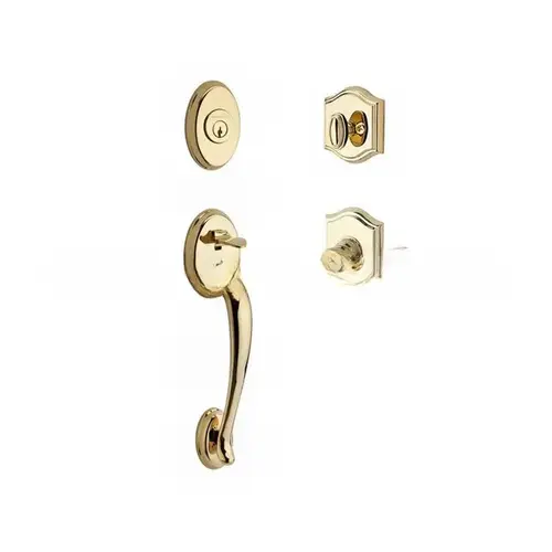 Single Cylinder Columbus Handleset Right Hand Curve Lever and Traditional Arch Rose with 6AL Latch and Dual Strike Lifetime Brass Finish Single Cylinder Columbus Handleset Right Hand Curve Lever and Traditional Arch Rose with 6AL Latch and Dual Strike Lifetime Brass Finish