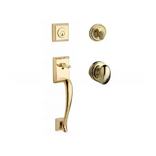 Single Cylinder Napa Handleset Ellipse Knob and Traditional Round Rose with 6AL Latch and Dual Strike Lifetime Brass Finish Single Cylinder Napa Handleset Ellipse Knob and Traditional Round Rose with 6AL Latch and Dual Strike Lifetime Brass Finish