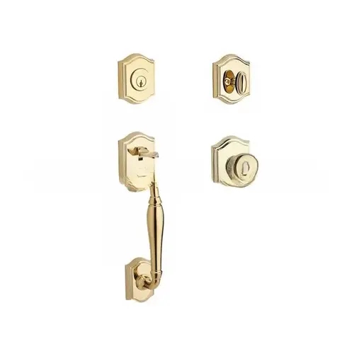 Single Cylinder Westcliff Handleset Round Knob and Traditional Arch Rose with 6AL Latch and Dual Strike Lifetime Brass Finish Single Cylinder Westcliff Handleset Round Knob and Traditional Arch Rose with 6AL Latch and Dual Strike Lifetime Brass Finish