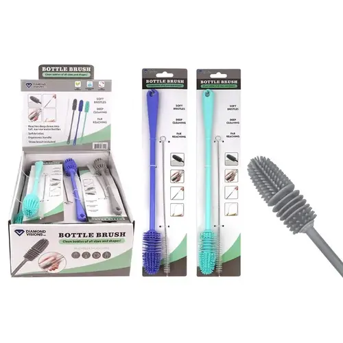 Bottle Brush 2" W Medium Bristle Plastic Handle Assorted