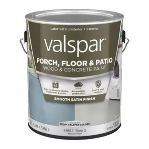 Valspar 009.0049817.007-XCP4 Floor and Patio Coating Porch, Floor & Patio Wood & Concrete Paint Satin Clear Base 2 1 gal Clear - pack of 4
