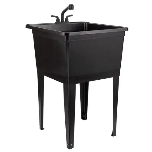 Utility Tub Kit 22.875" W X 24.75" D Freestanding Thermoplastic Black