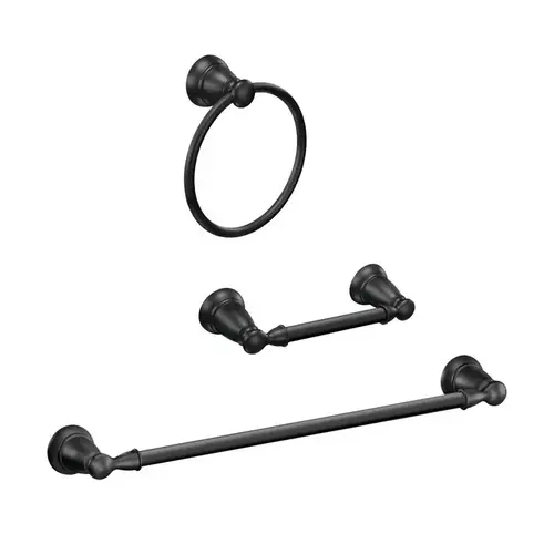 Banbury 3-Pc. Bathroom Set, Toilet Paper Holder, Towel Bar & Ring, Matte Black