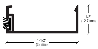 CRL-U.S. Aluminum 1G14611 Door Stop with Weatherseal - 21'-2", Clear Anodized Class 1 - 254" Stock Length