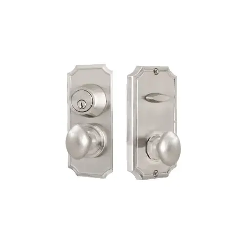 Unigard Premiere Interconnected Entry with Julienne Knob with 2-3/8" Latch and Round Corner Strikes Satin Nickel Finish Unigard Premiere Interconnected Entry with Julienne Knob with 2-3/8" Latch and Round Corner Strikes Satin Nickel Finish