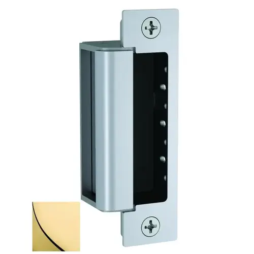 12 / 24 Volt DC Heavy Duty Electric Strike Body with Single Lock Monitor Bright Brass Finish