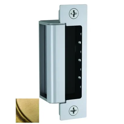 12 / 24 Volt DC Heavy Duty Electric Strike Body with Single Lock Monitor Satin Brass Finish