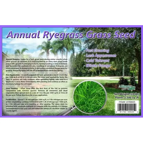 Gulf Annual Ryegrass Seed 10LB Retail Packaged - pack of 4 Gulf Annual Ryegrass Seed 10LB Retail Packaged - pack of 4
