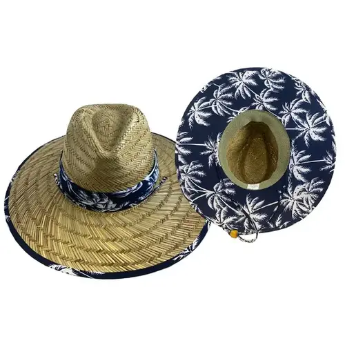 Jafari Black & White Palm Tree Hat w/ 5 in. Brim Jafari Black & White Palm Tree Hat w/ 5 in. Brim