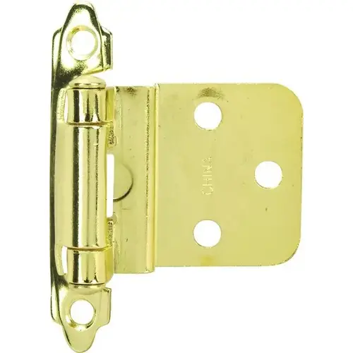 Semi-Concealed Self-Closing Hinge w/ 3/8" Offset - Polished Brass Pair