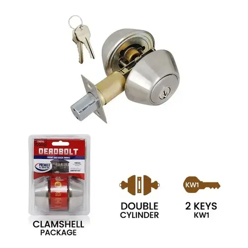 Grip Tight Double Cylinder Deadbolt - Stainless Steel Grip Tight Double Cylinder Deadbolt - Stainless Steel