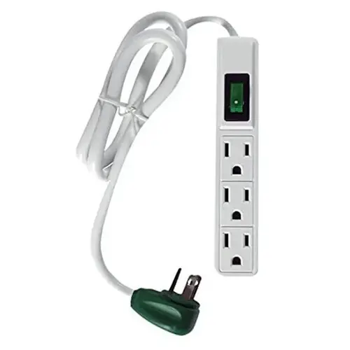 GoGreen Power 3-Outlet Power Strip - White with 2.5 Feet Cord GoGreen Power 3-Outlet Power Strip - White with 2.5 Feet Cord