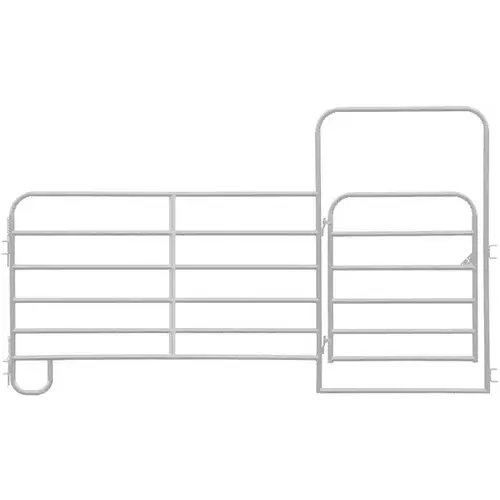 Corral Panel 6-Bar Round Corner 12ft with 4ft Gate - Galvanized