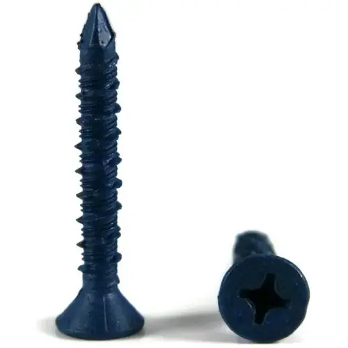 Tapper+ Concrete Screw Flat-Head Phillips 1/4" x 2-1/4" Carbon Steel with Perma-Seal (Blue) pack of 100 Tapper+ Concrete Screw Flat-Head Phillips 1/4" x 2-1/4" Carbon Steel with Perma-Seal (Blue) pack of 100