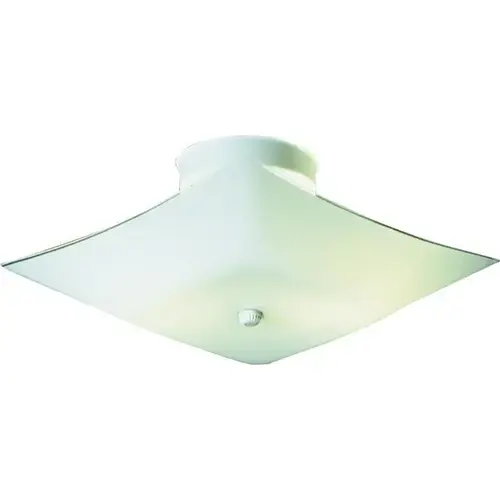 Ceiling Fixture 12" Flush Mount 2 Lights - Square White Finish Ruffled Edge
