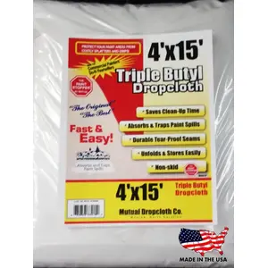 Mutual Dropcloth 33415 Paint Stopper Triple Butyl Coated Dropcloth 4 x 15 - White