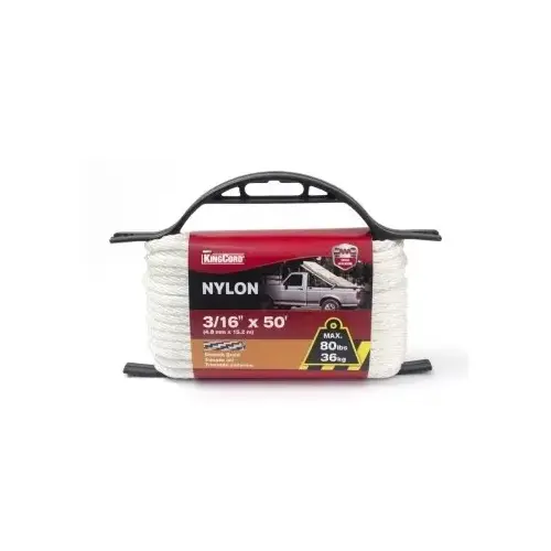 Wellington 3/16"x50' White Nylon Rope Cord Wellington 3/16"x50' White Nylon Rope Cord