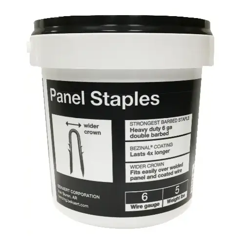 Bekaert Barbed Panel Staples 6g, Bezinal - 5lb Bucket Bekaert Barbed Panel Staples 6g, Bezinal - 5lb Bucket