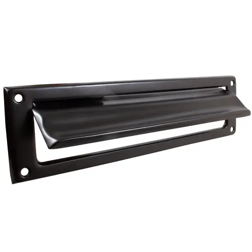 Solid Brass Magazine Mail Slot with Spring Loaded Front and Open Back Black Finish Solid Brass Magazine Mail Slot with Spring Loaded Front and Open Back Black Finish