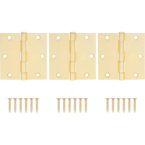 Stone Harbor Hardware 3-1/2" Door Hinges, Square Corner, Satin Brass, 3-Pack Stone Harbor Hardware 3-1/2" Door Hinges, Square Corner, Satin Brass, 3-Pack