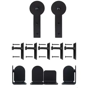 Custom Service Hardware QG.1310.RS.08-NR Round Stick Hardware Set with Short Brackets - Matte Black