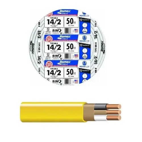 Romex SIMpull NM-B Copper Cable 14-Gauge 2-Conductor 50ft Romex SIMpull NM-B Copper Cable 14-Gauge 2-Conductor 50ft