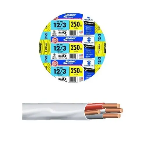 Romex SIMpull NM-B Copper Cable 12-Gauge 3-Conductor 250ft Romex SIMpull NM-B Copper Cable 12-Gauge 3-Conductor 250ft