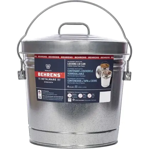 6 Gallon Galavnized Garbage Pail with Locking Lid 6 Gallon Galavnized Garbage Pail with Locking Lid