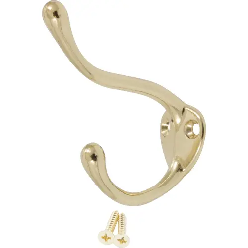 Coat & Hat Hook - Polished Brass Coat & Hat Hook - Polished Brass