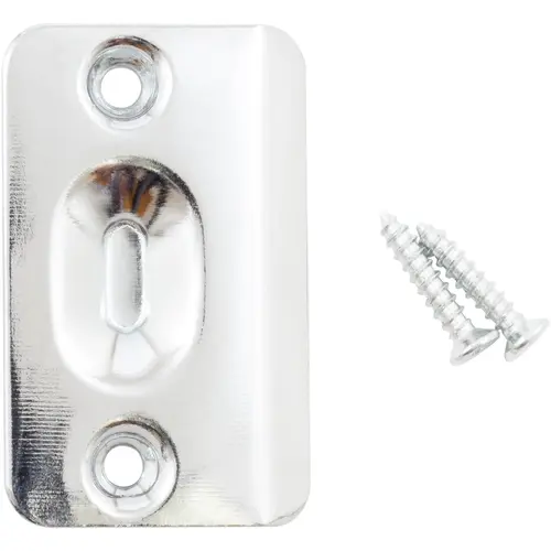 Ball Catch Strike Plate, 2-1/4" x 1-3/8", Polished Chrome Ball Catch Strike Plate, 2-1/4" x 1-3/8", Polished Chrome